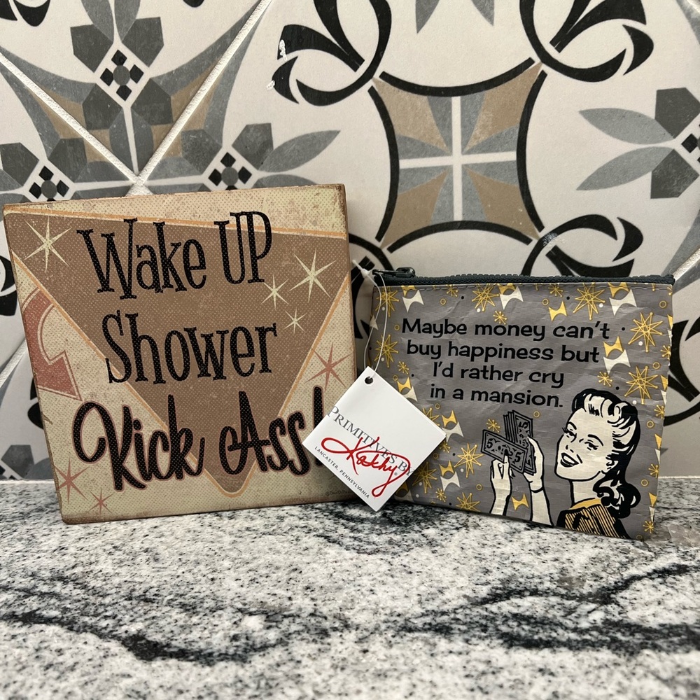 Inspirational Bundle -makeup bag and wall sign